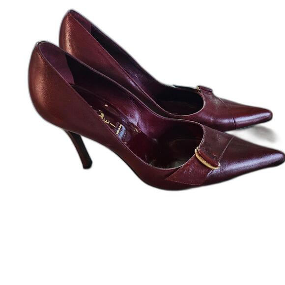 NWOB CASADEI 11 beautiful pointed stilletto heels deep wine color flawless new - Picture 2 of 9